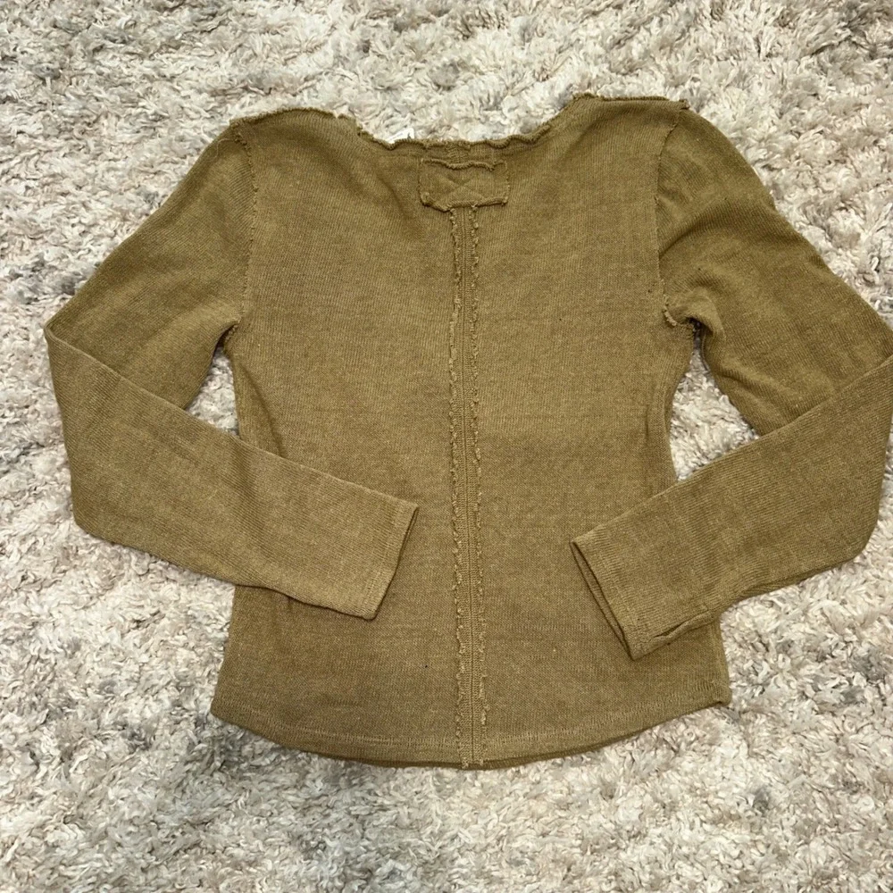 Free People We The Free Moss Green Wrap Knit Top OB1353292 Boho Raw Edge Large